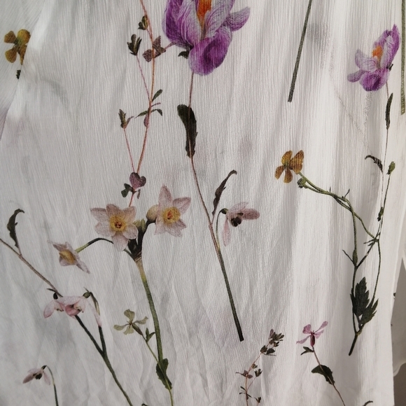 All Saints Capri Kikyo Layered Floral Asymmetrical Midi Dress Wrap/Shift Size 0 - Picture 14 of 17